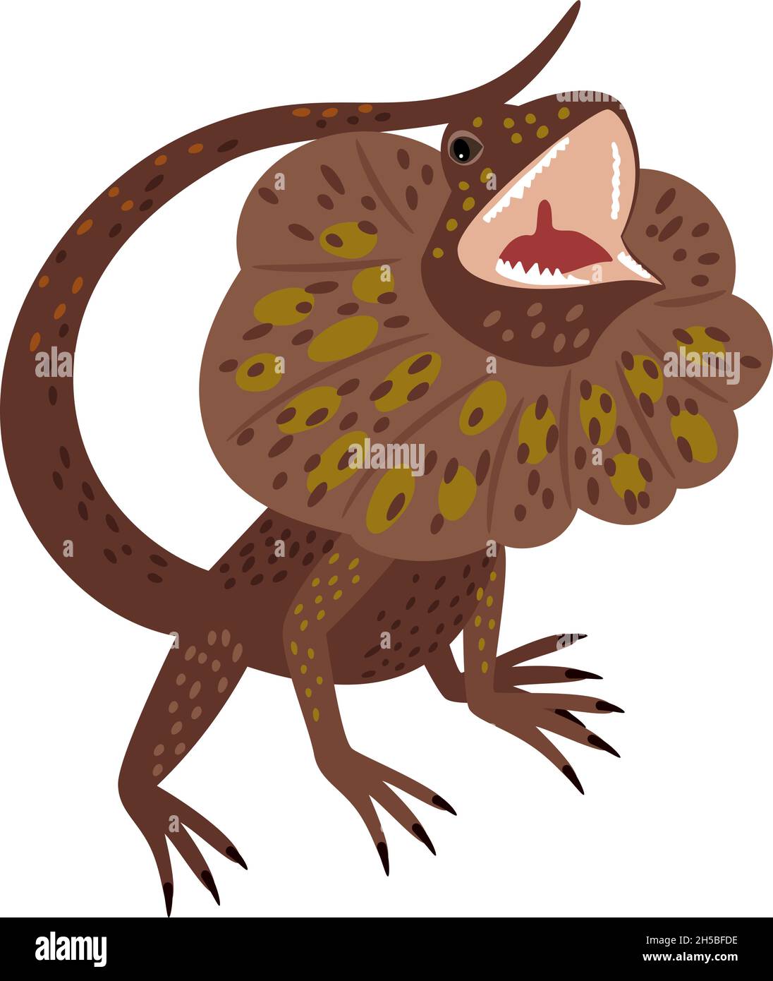Aggressive lizard. Cartoon australian reptile, crawling animal, exotic  creature of zoo, vector illustration of frilled neck lizard isolated on  white background Stock Vector Image & Art - Alamy