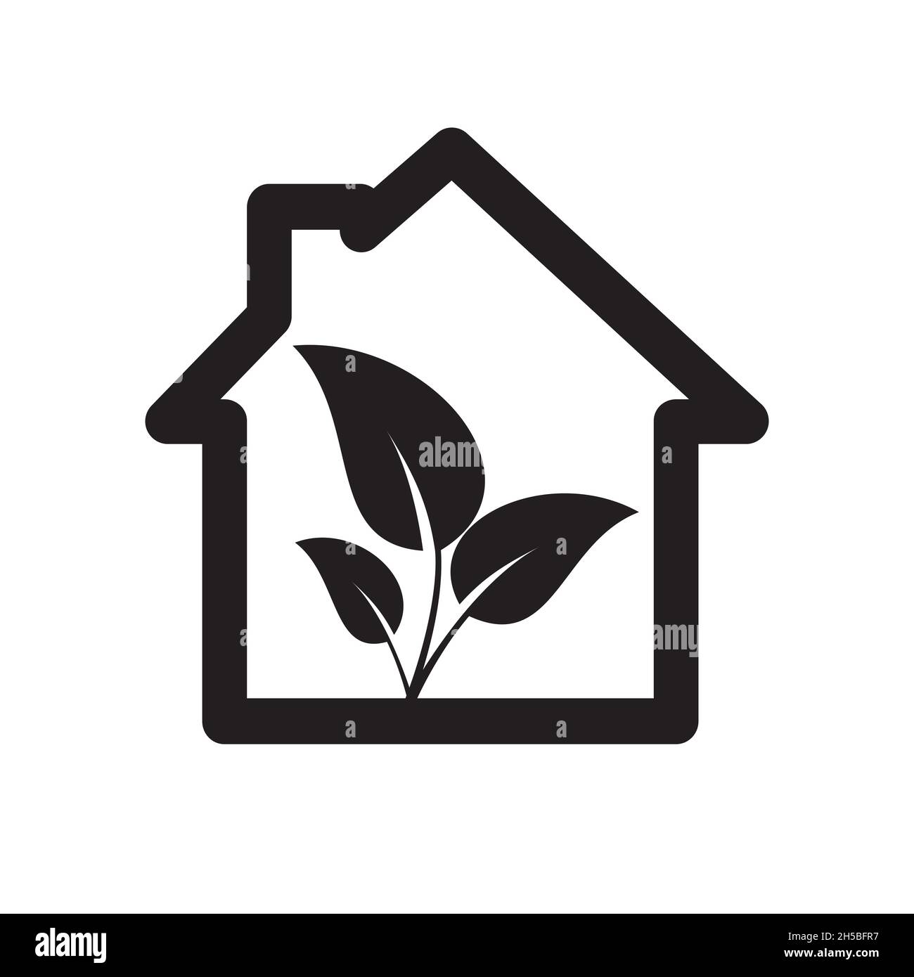 House icon with leaves. Concept of green house. Eco house logo. Vector ...