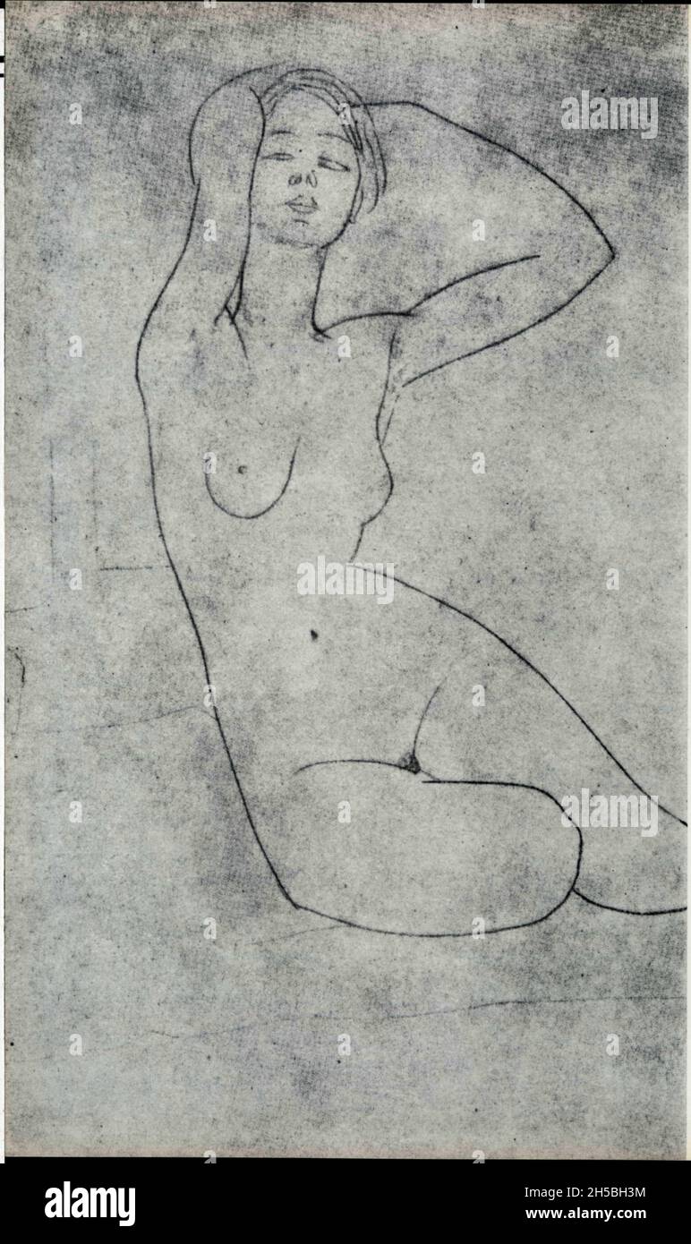 Amedeo Modigliani. Jeune femme au matin. Dessin Stock Photo