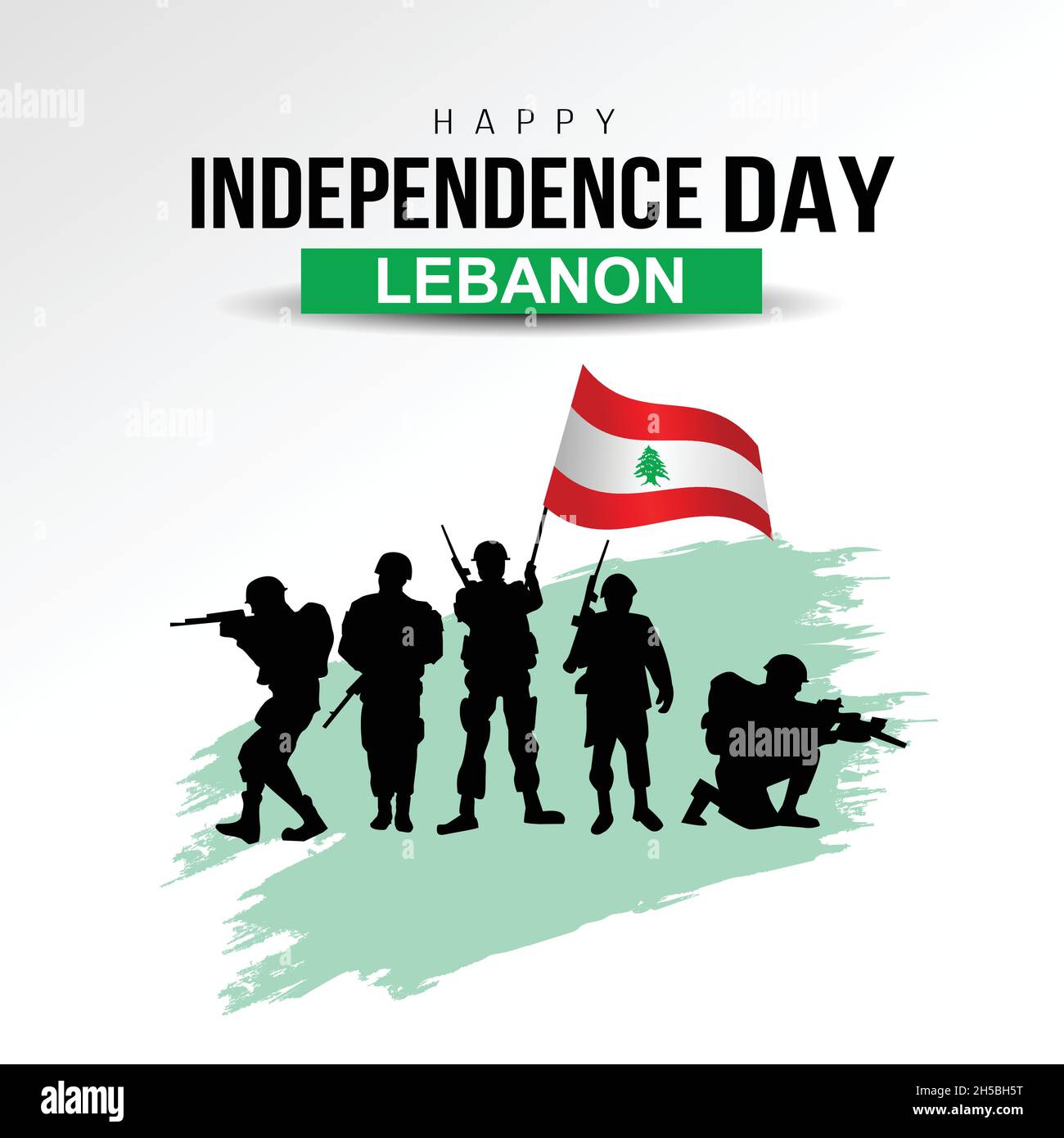 happy independence day. vector illustration of Lebanon soldier with  flag  . poster, banner , template design Stock Vector