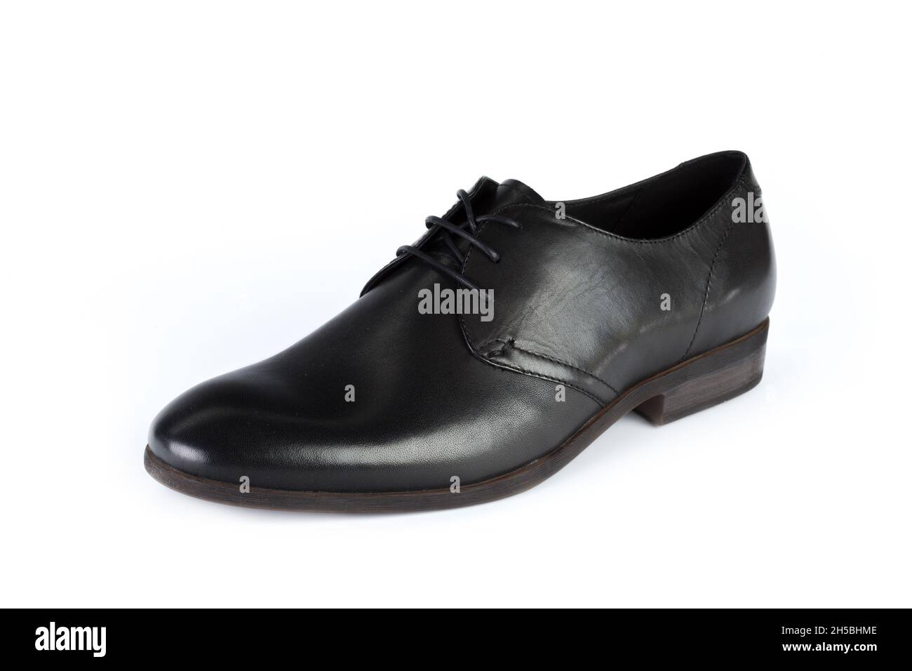 Black leather formal male shoes isolated on white background Stock ...