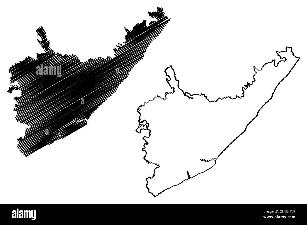 Srikakulam district (Andhra Pradesh State, Republic of India) map vector illustration, scribble sketch Srikakulam map Stock Vector