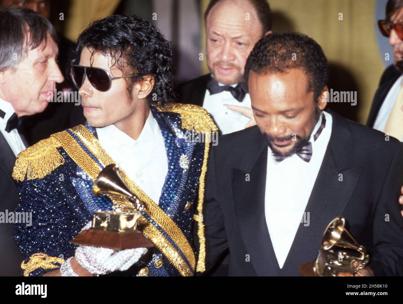 Michael Jackson And Quincy Jones Attend 26th Annual Grammy Awards On 