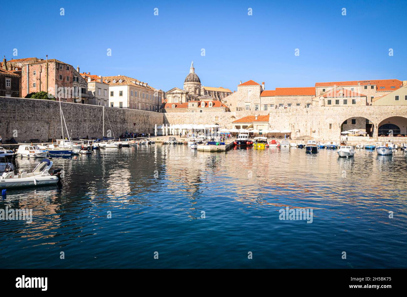 The harbour in the old town of Dubrovnik, Croatia Stock Photo