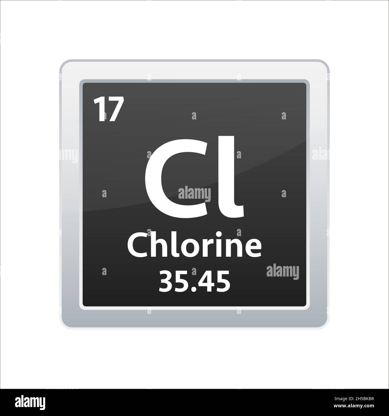 Chlorine symbol. Chemical element of the periodic table. Vector stock