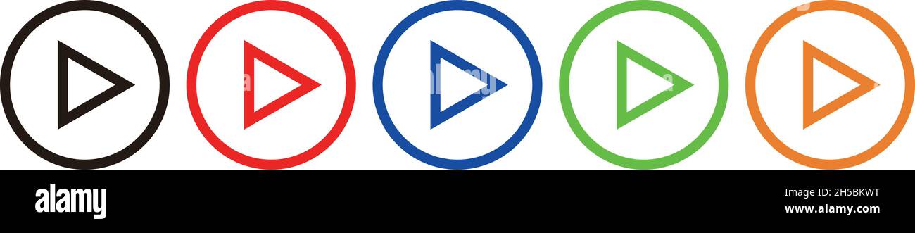 A set of colorful icons for a simple unfilled play button.It is useful in video and audio playback scenes. Stock Vector