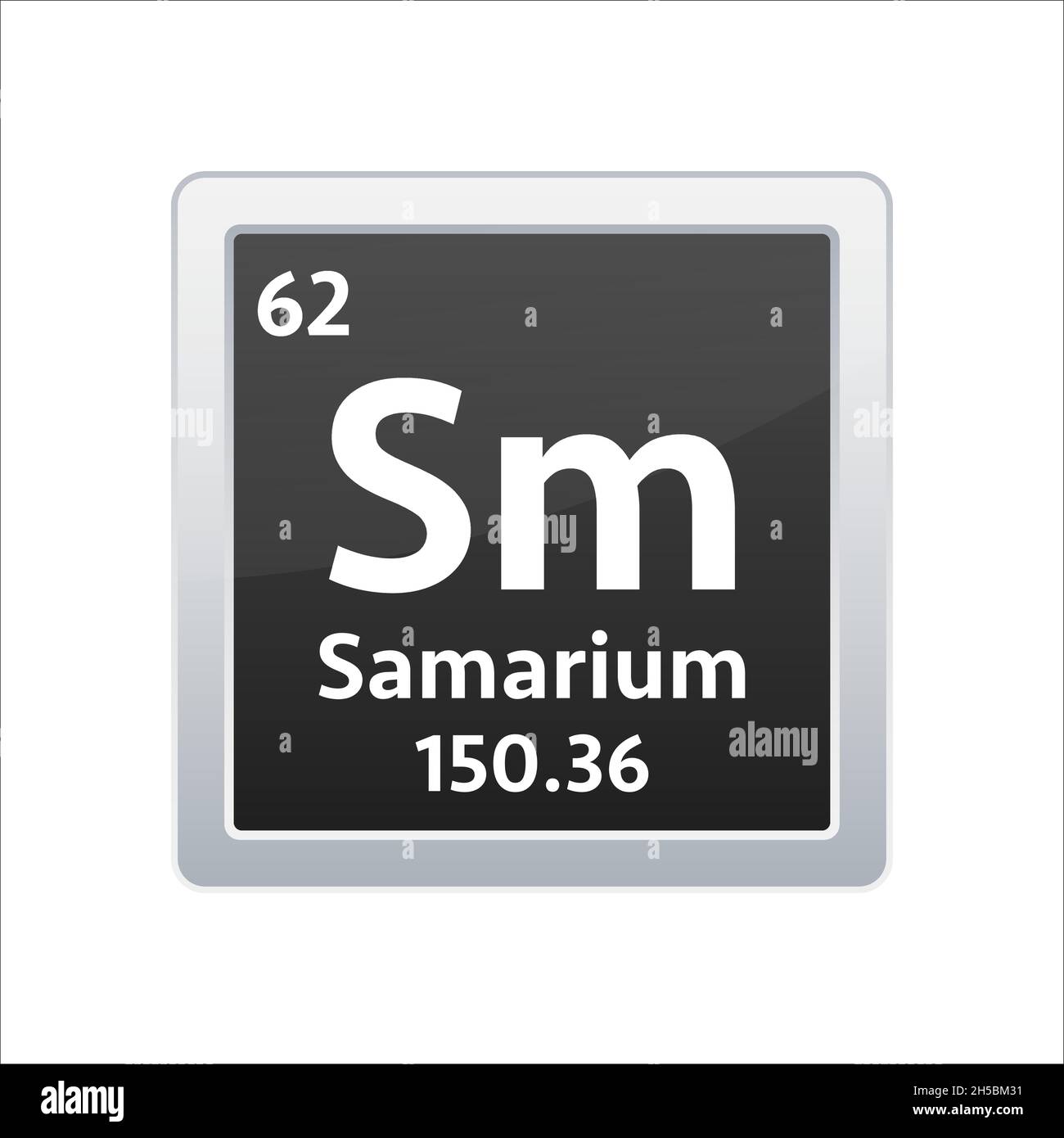 Samarium symbol. Chemical element of the periodic table. Vector stock illustration Stock Vector