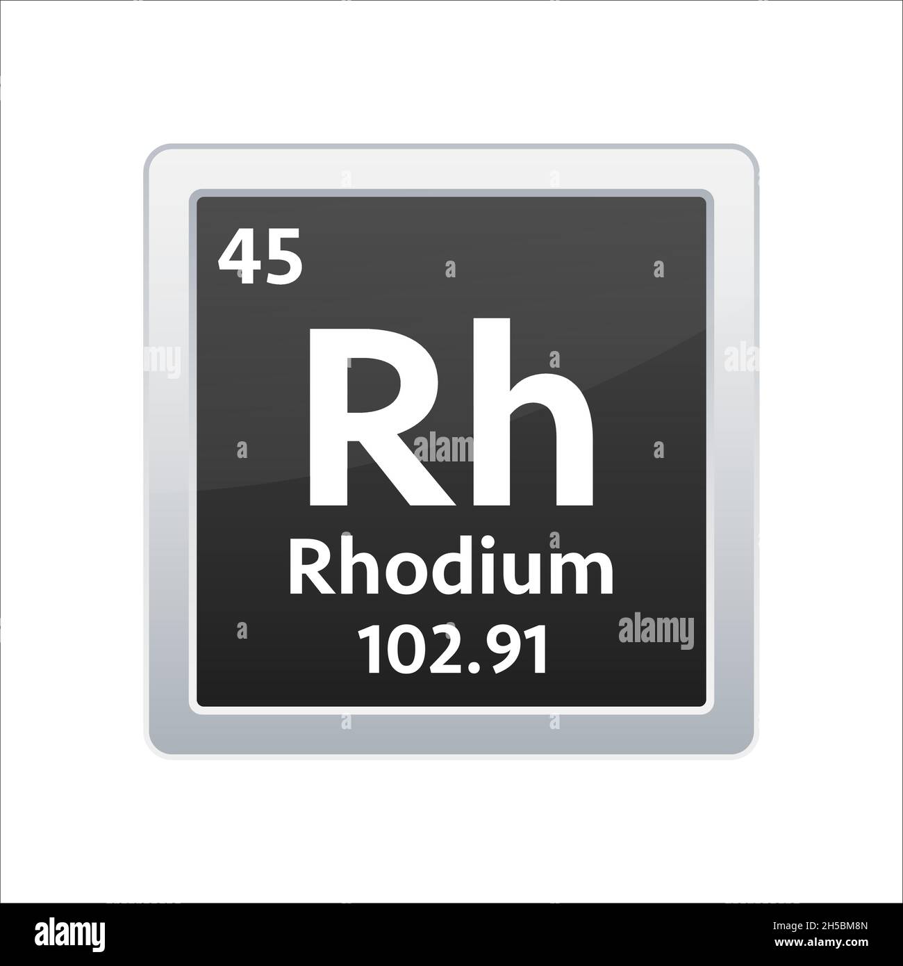 Rhodium symbol. Chemical element of the periodic table. Vector stock illustration Stock Vector