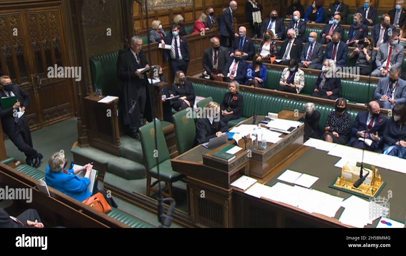 Speaker Sir Lindsay Hoyle, making a statement in the House of Commons ...