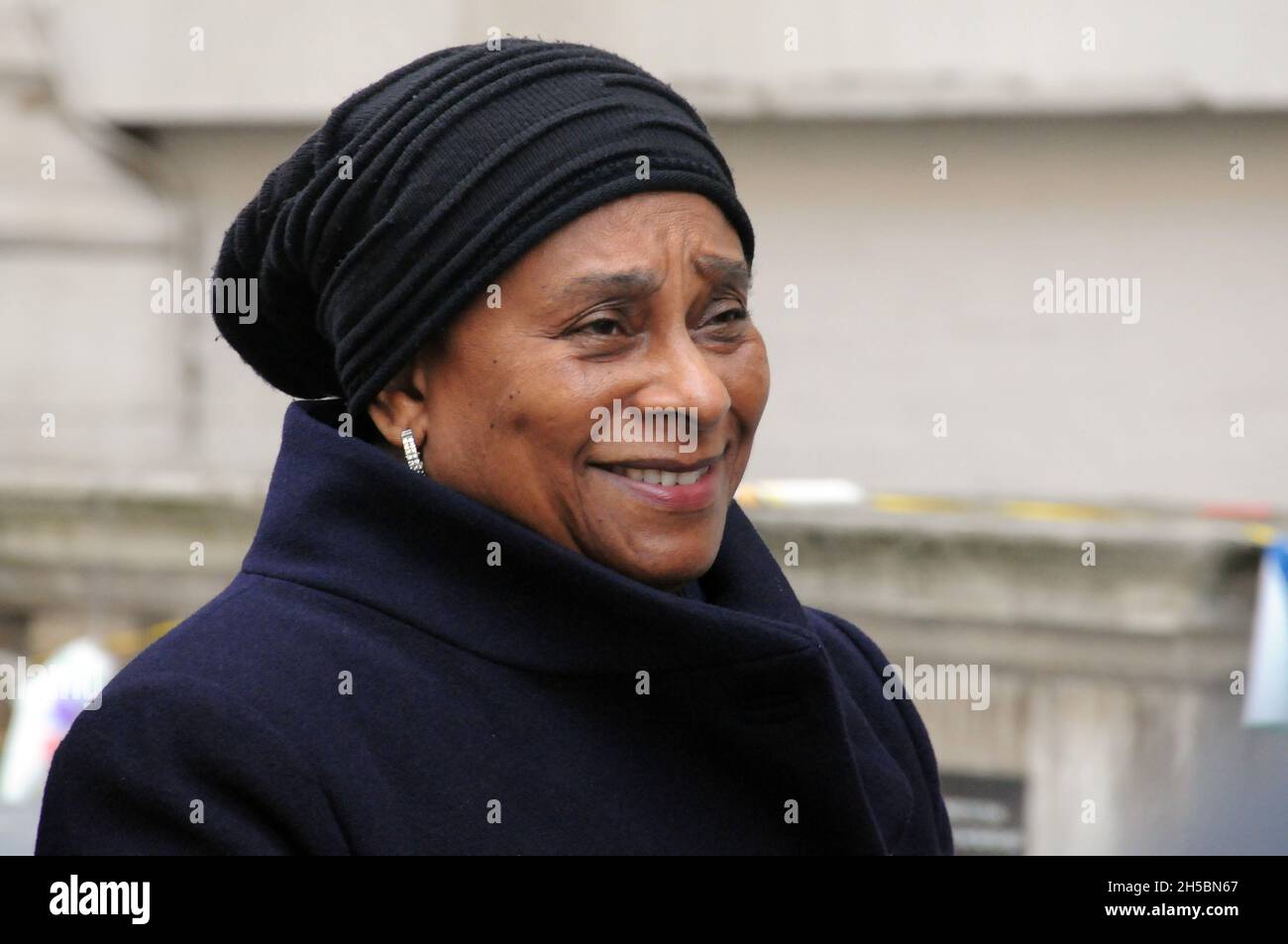 London, UK. 8th Nov, 2021. Doreen Delceita Lawrence, Baroness Lawrence of Clarendon, OBE is a British Jamaican campaigner and the mother of Stephen Lawrence, a black British teenager who was murdered in a racist attack in South East London in 1993. The husband of the detained British-Iranian aid worker Nazanin Zaghari-Ratcliffe on day 16 of his hunger strike in Whitehall, demanding the government does more to secure her release. Credit: JOHNNY ARMSTEAD/Alamy Live News Stock Photo