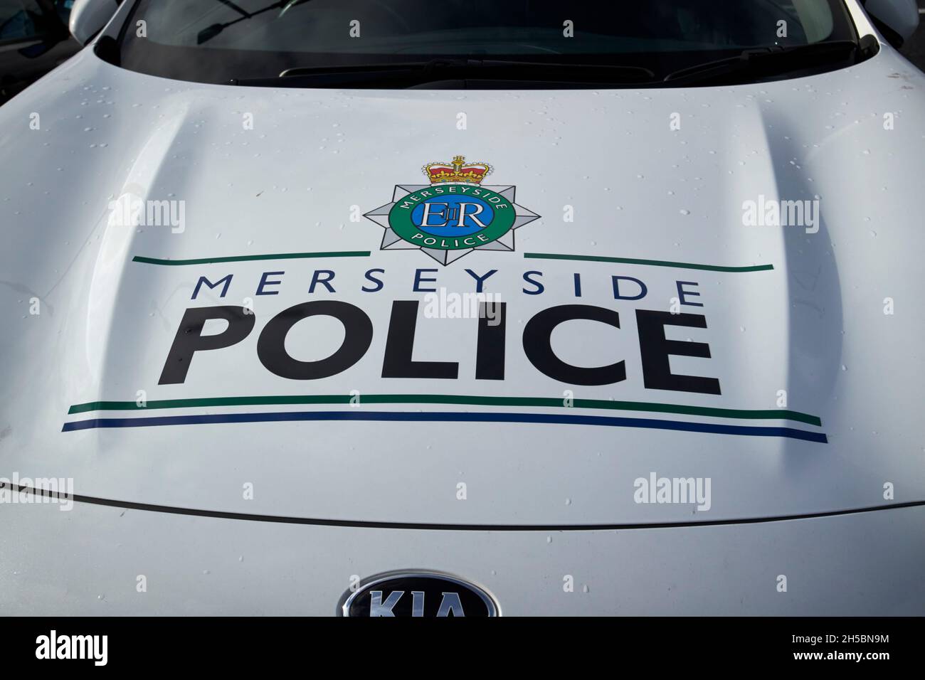 logo of merseyside police on patrol vehicle Liverpool merseyside uk Stock Photo