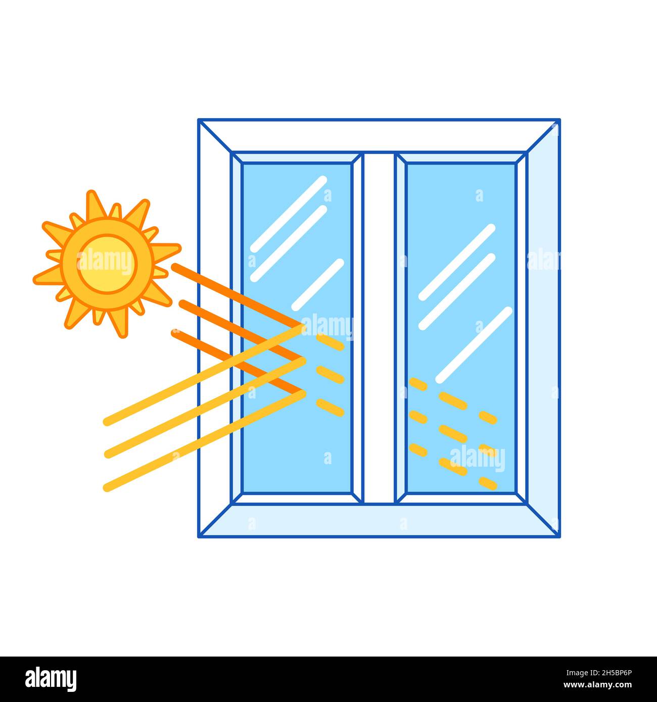 Sun protection with double glazed window. PVC plastic profile