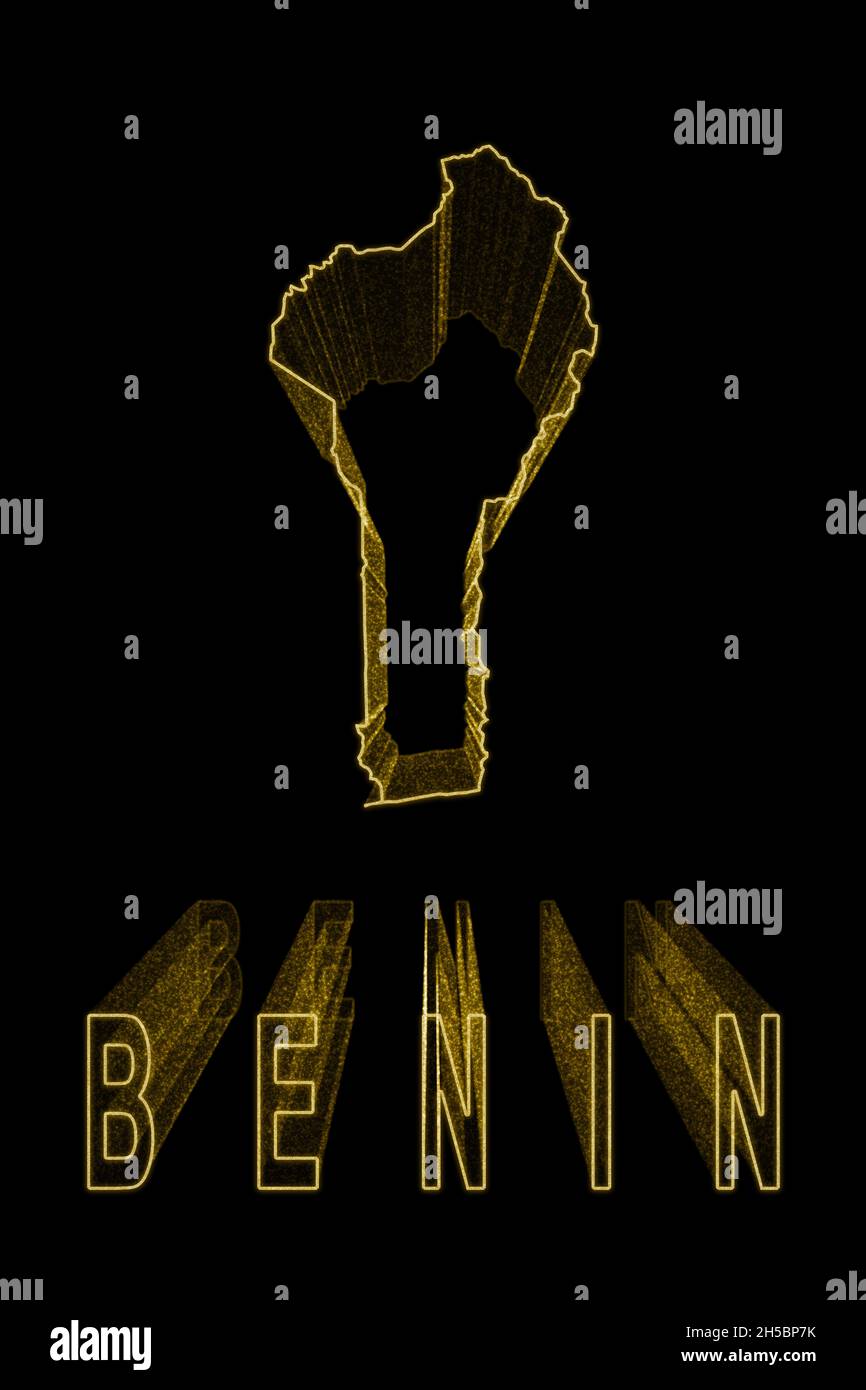 Map of Benin, Gold Map On Black Background, Gold effect Stock Photo - Alamy