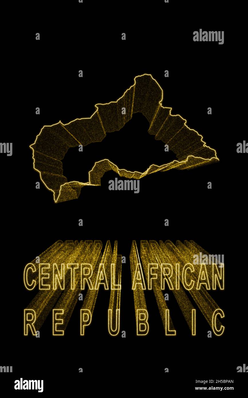 Map of Central African Republic, Gold Map On Black Background, Gold ...
