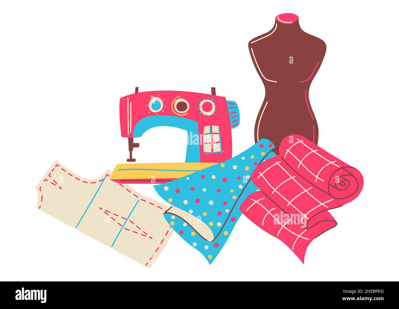Illustration with needlework sewing items. Handicraft and hand made ...