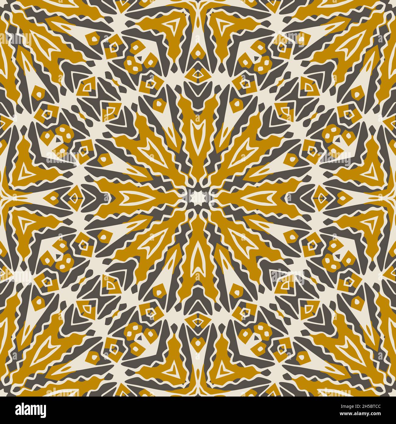 Seamless pattern with Folk Motifs in 3 colors Stock Photo - Alamy