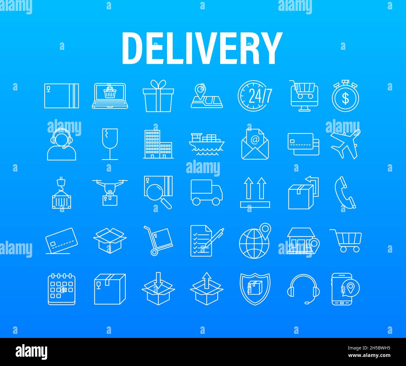 Set with delivery icon. Delivery service. Fast courier. Truck icon set. Vector stock illustration Stock Vector