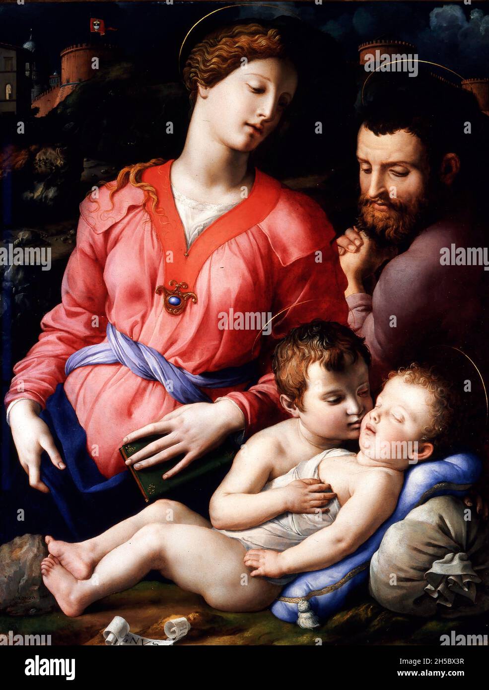 The Panciatichi Holy Family by Agnolo Bronzino (1503-1572), oil on wood, c. 1540 Stock Photo