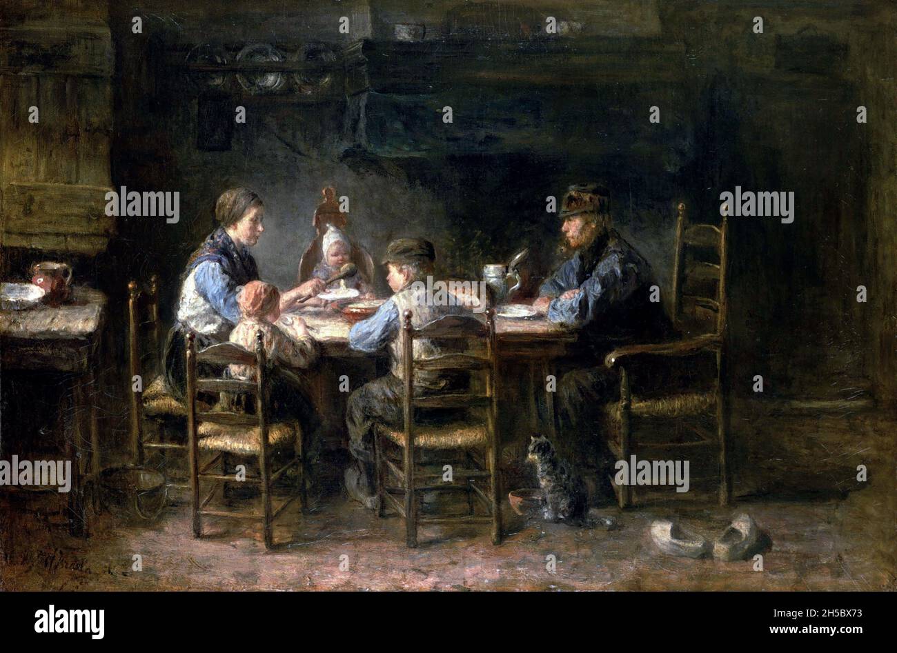 Peasant Family at the Table by Jozef Israëls (18241911), 1882 Stock