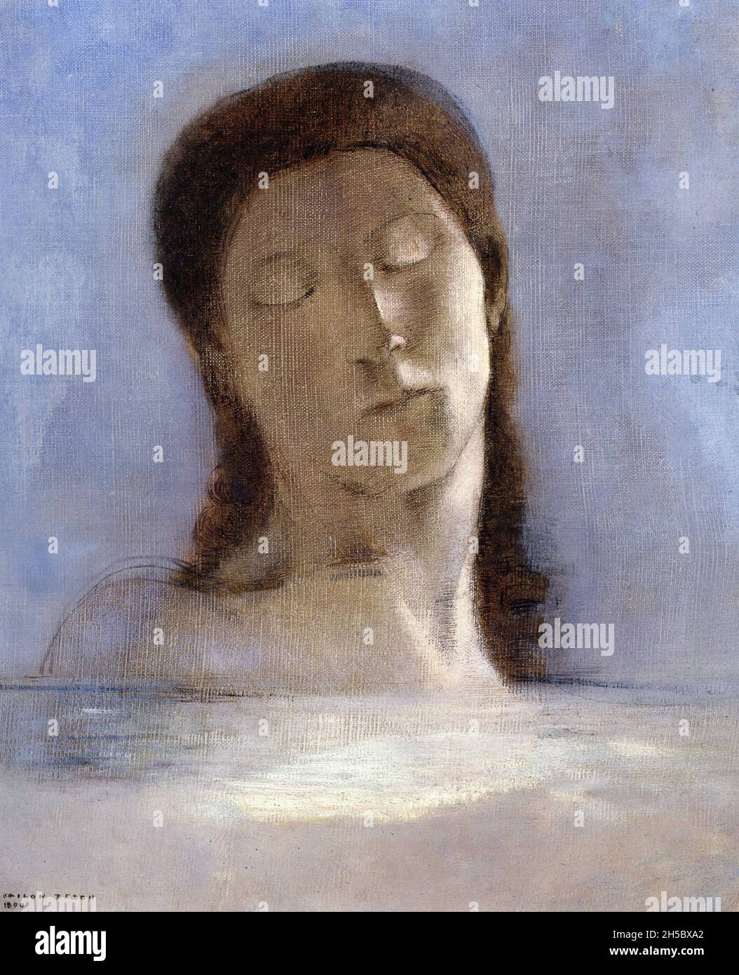 Closed Eyes by Odilon Redon (1840-1916), oil on canvas, 1890 Stock Photo