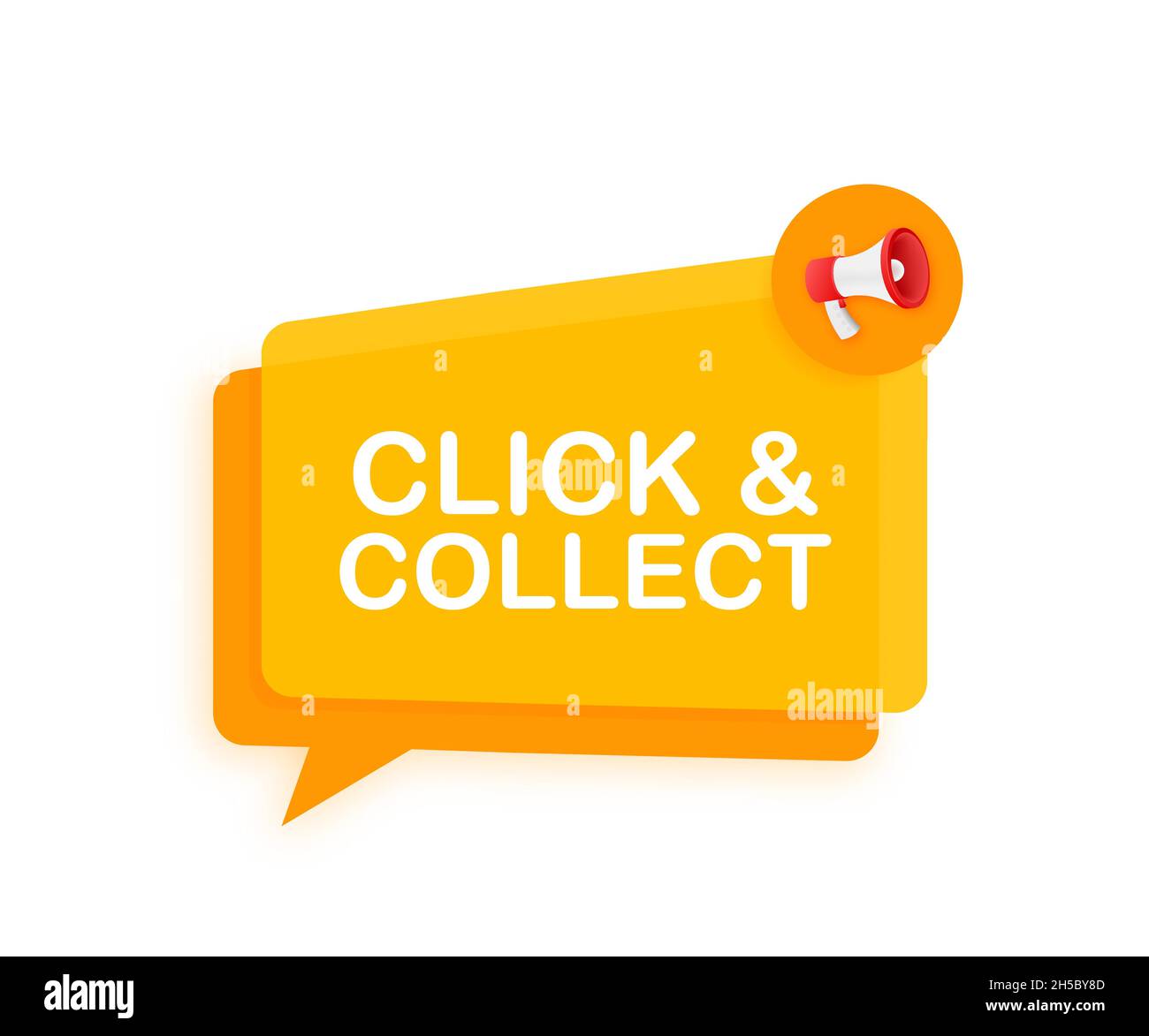 Megaphone click and collect banner. Flat style. Website vector icon. Vector stock illustration Stock Vector