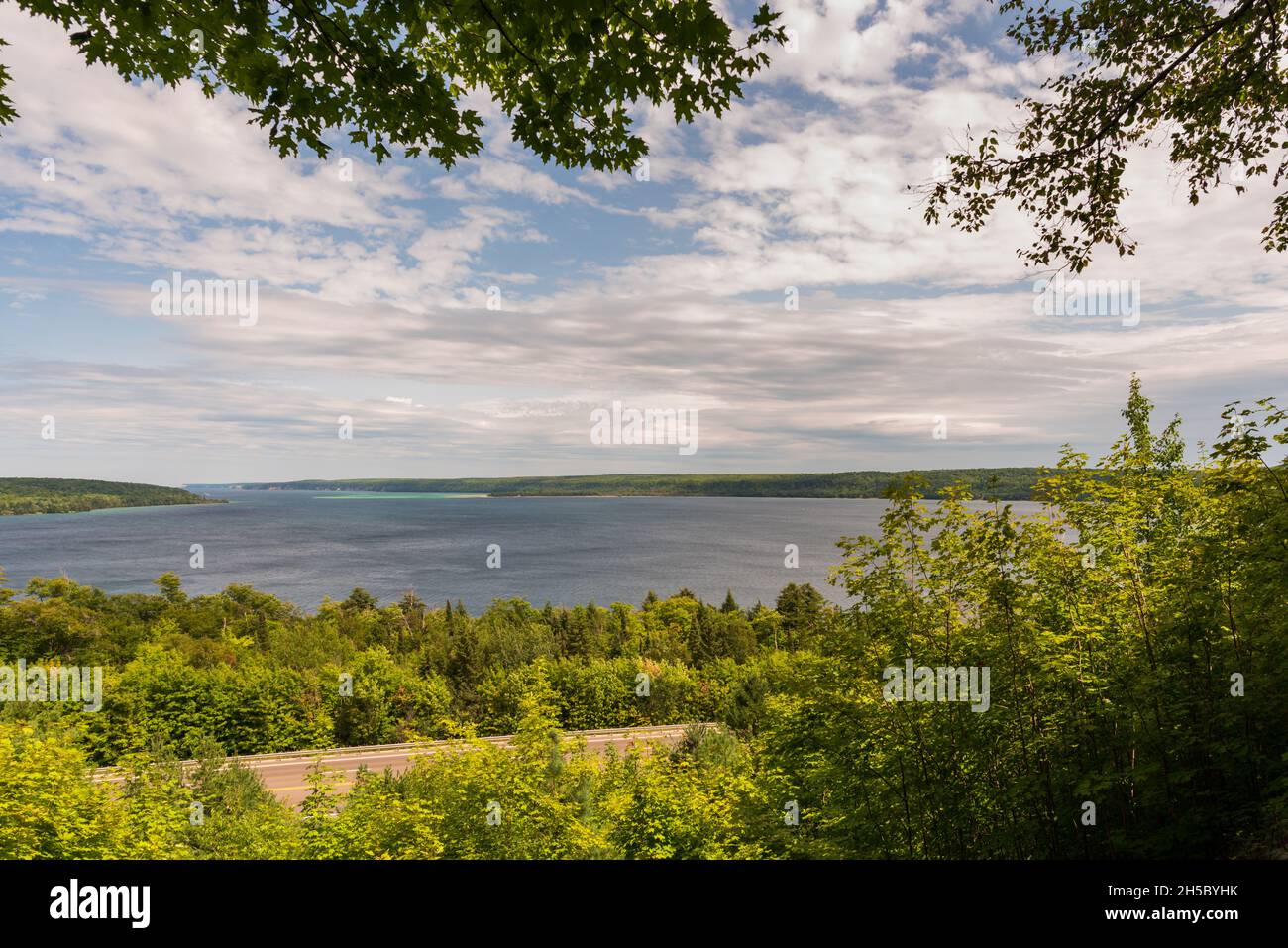 Lookout view of South Bay and the East Channel in Munising Michigan Stock Photo