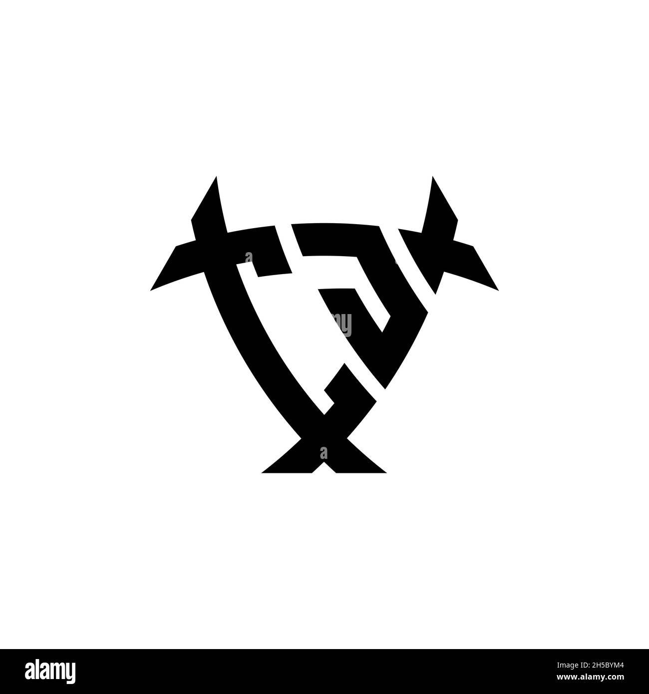 CJ Monogram logo letter with triangle shield and circle shape style ...