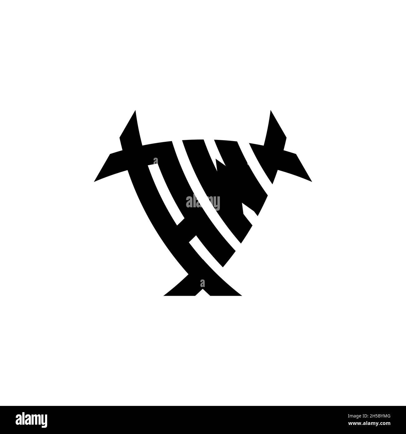 AW Monogram logo letter with triangle shield and circle shape style ...