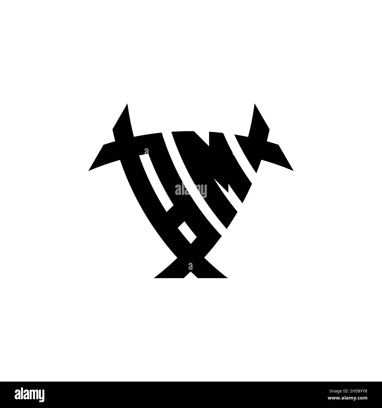 BM Monogram logo letter with triangle shield and circle shape style ...