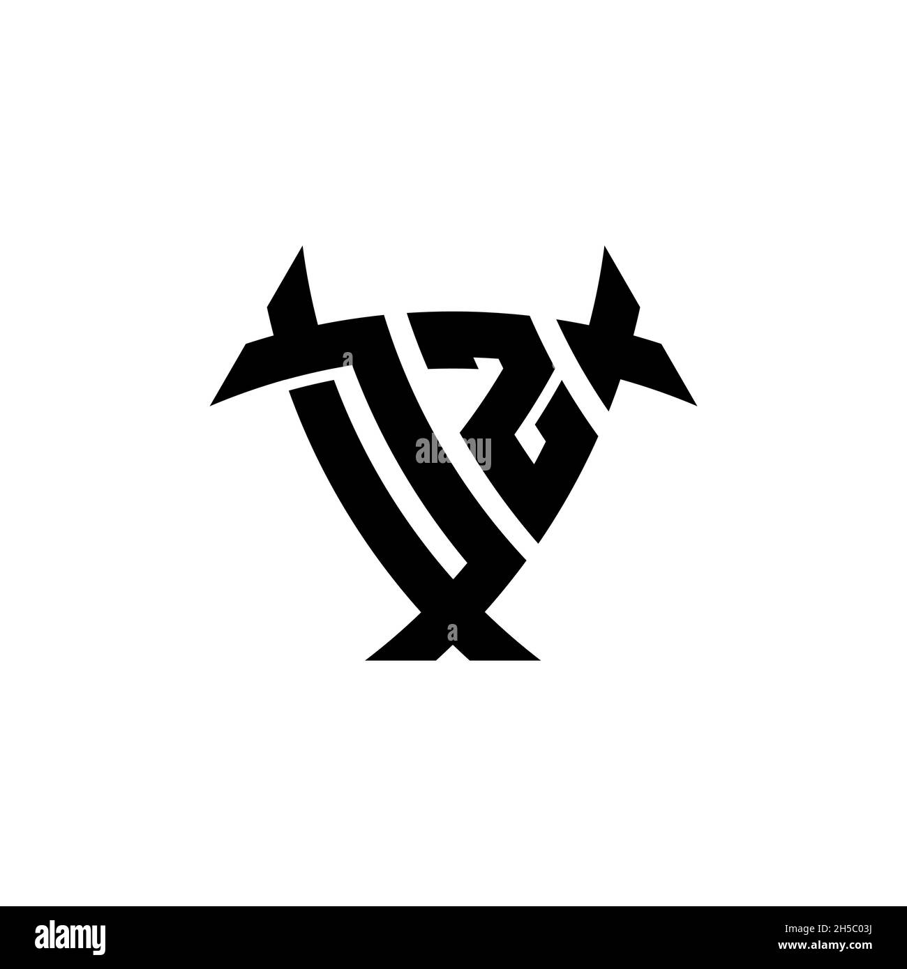 DZ Monogram logo letter with triangle shield and circle shape style ...