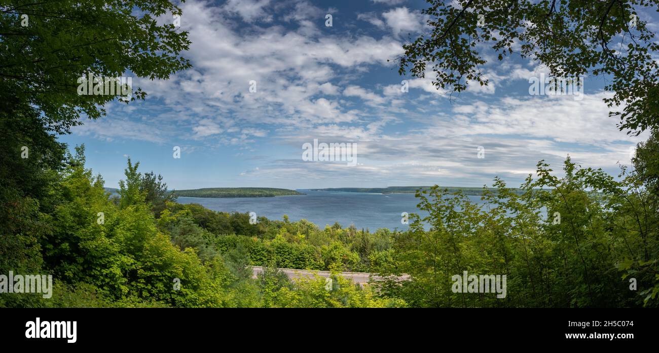 Lookout view of South Bay and the East Channel in Munising Michigan Stock Photo