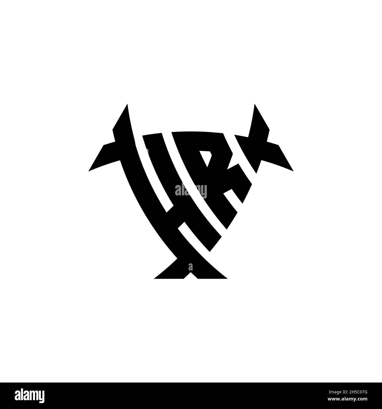 HR Monogram logo letter with triangle shield and circle shape style ...
