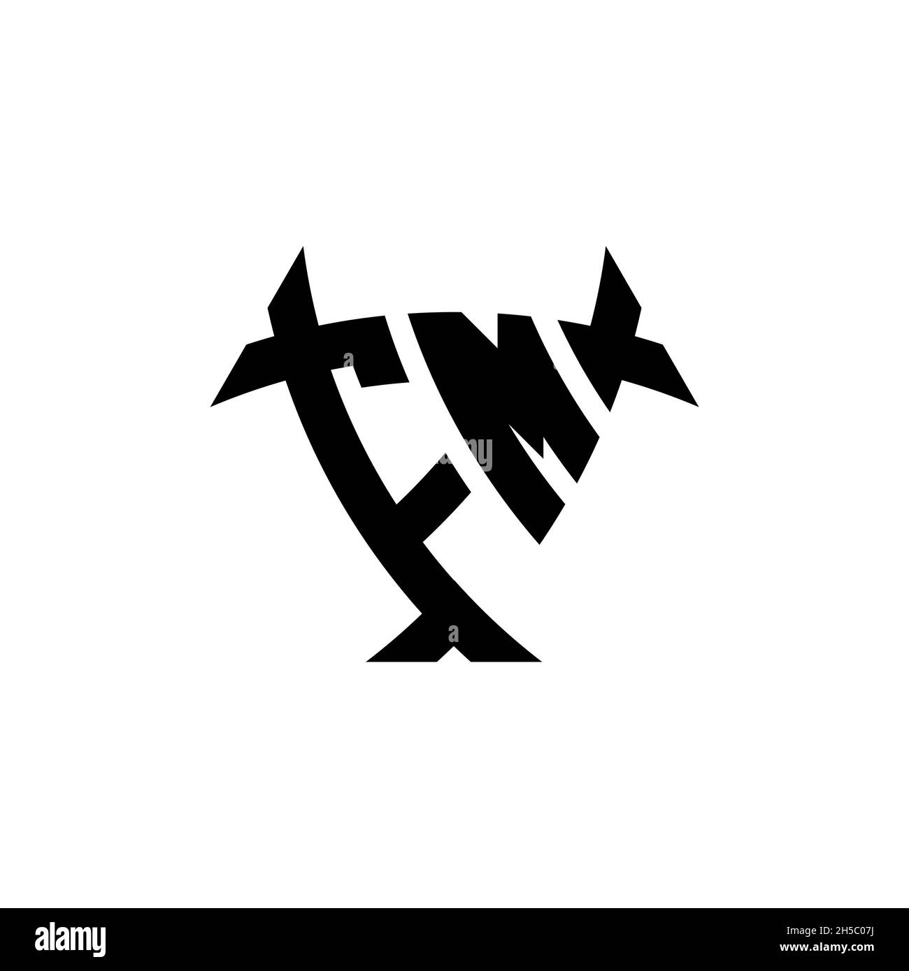 FM Monogram logo letter with triangle shield and circle shape style ...
