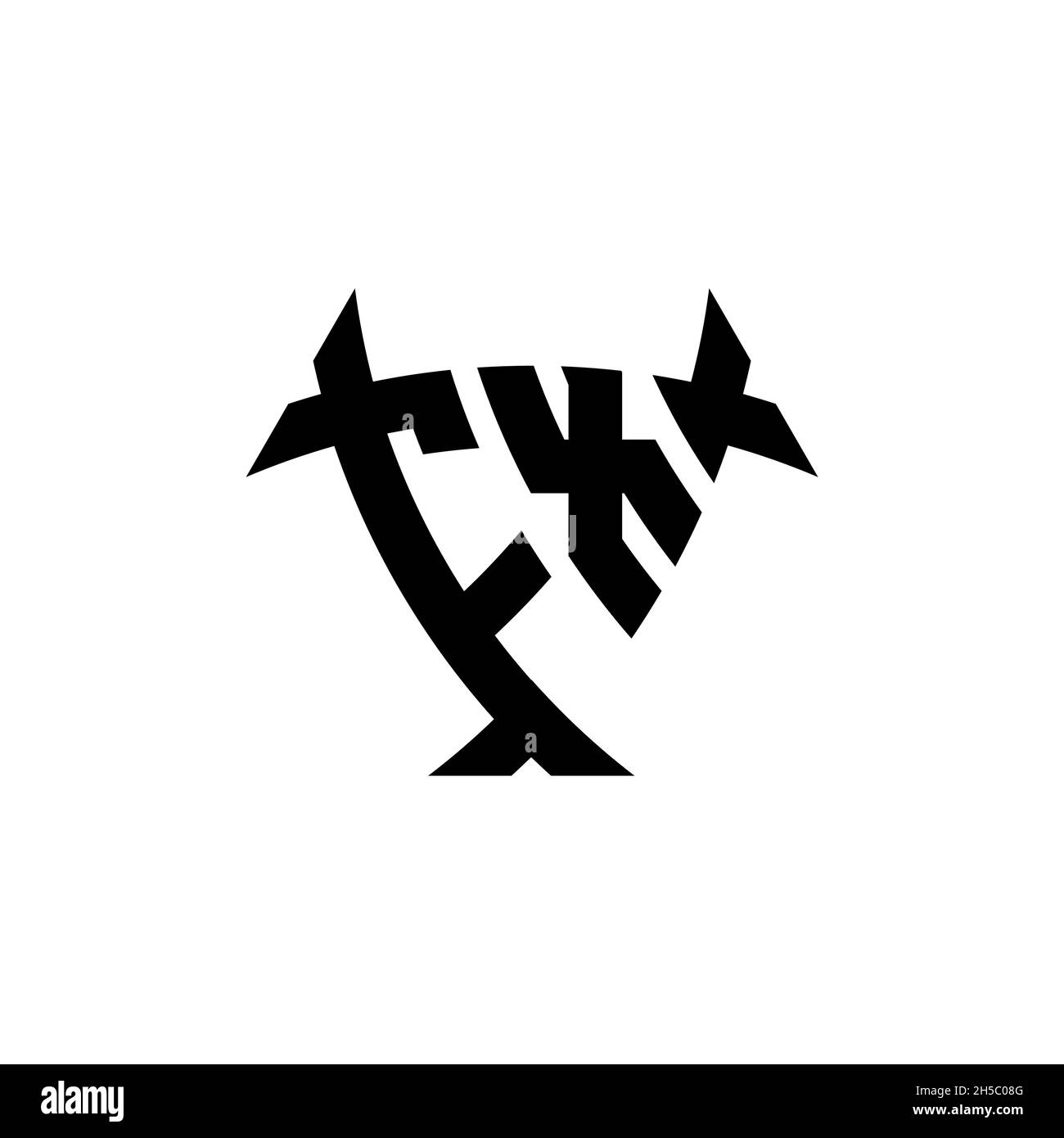 FX Monogram logo letter with triangle shield and circle shape style ...