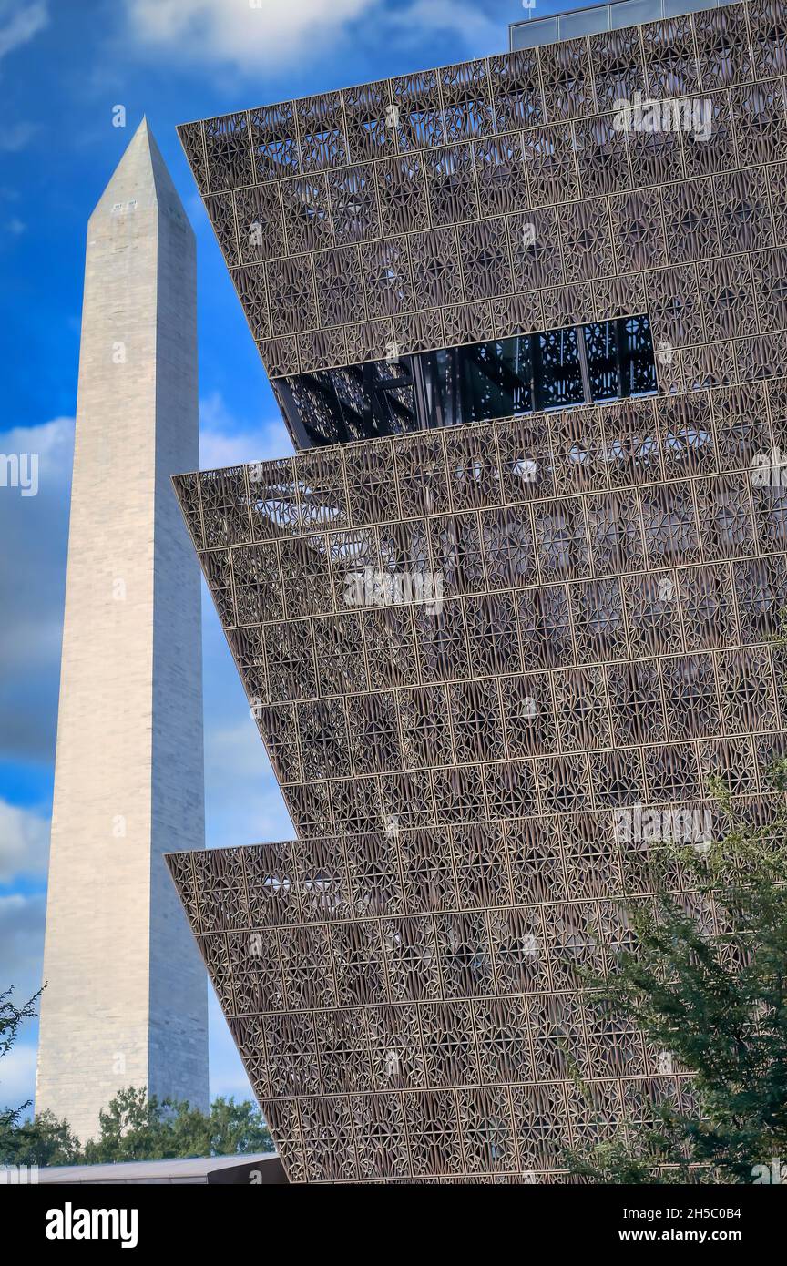 Washington, D.C. - October 14th, 2021: The Smithsonian's National Museum of African American History and Culture on the National Mall with the Washing Stock Photo