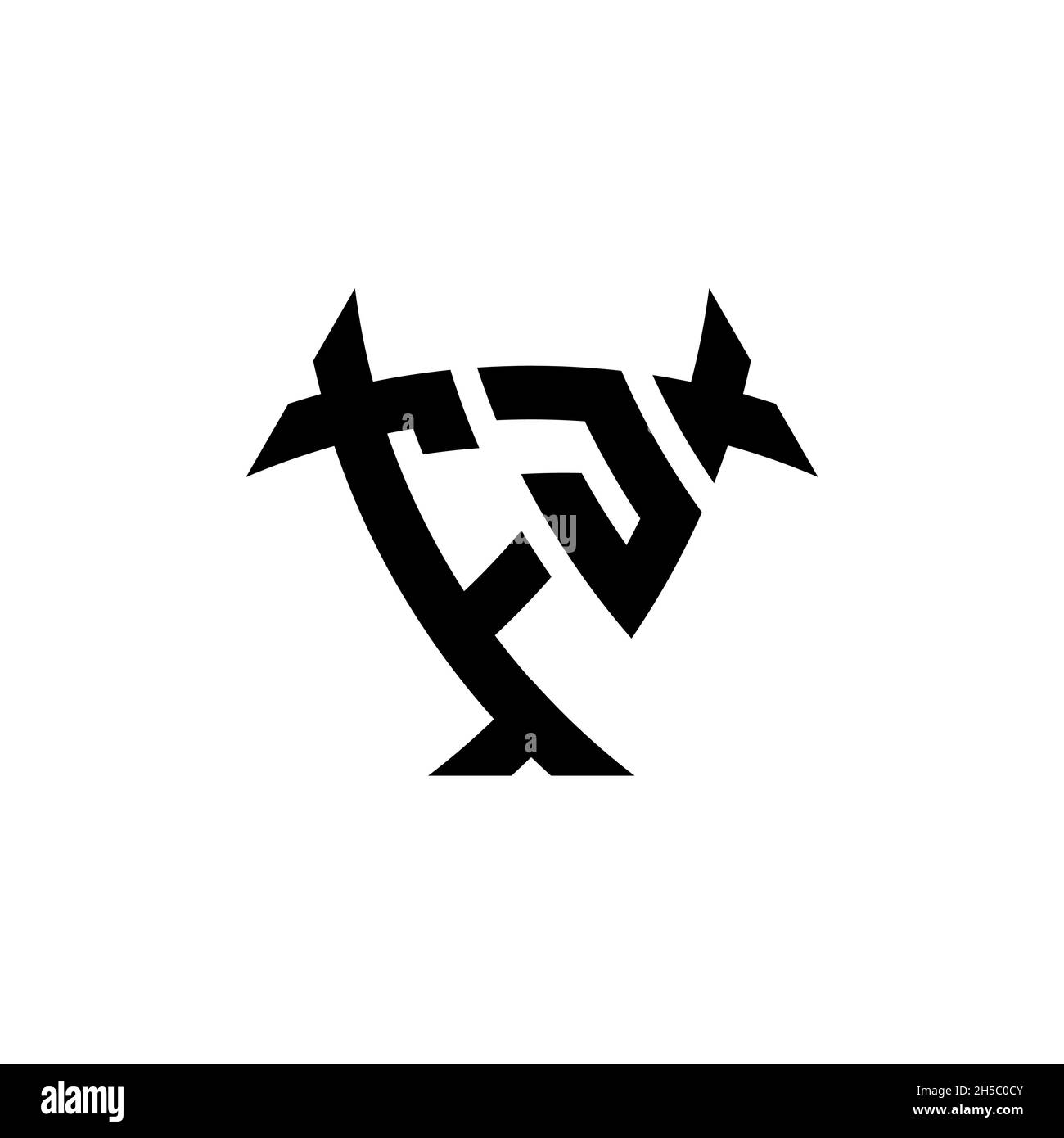 FJ Monogram logo letter with triangle shield and circle shape style ...