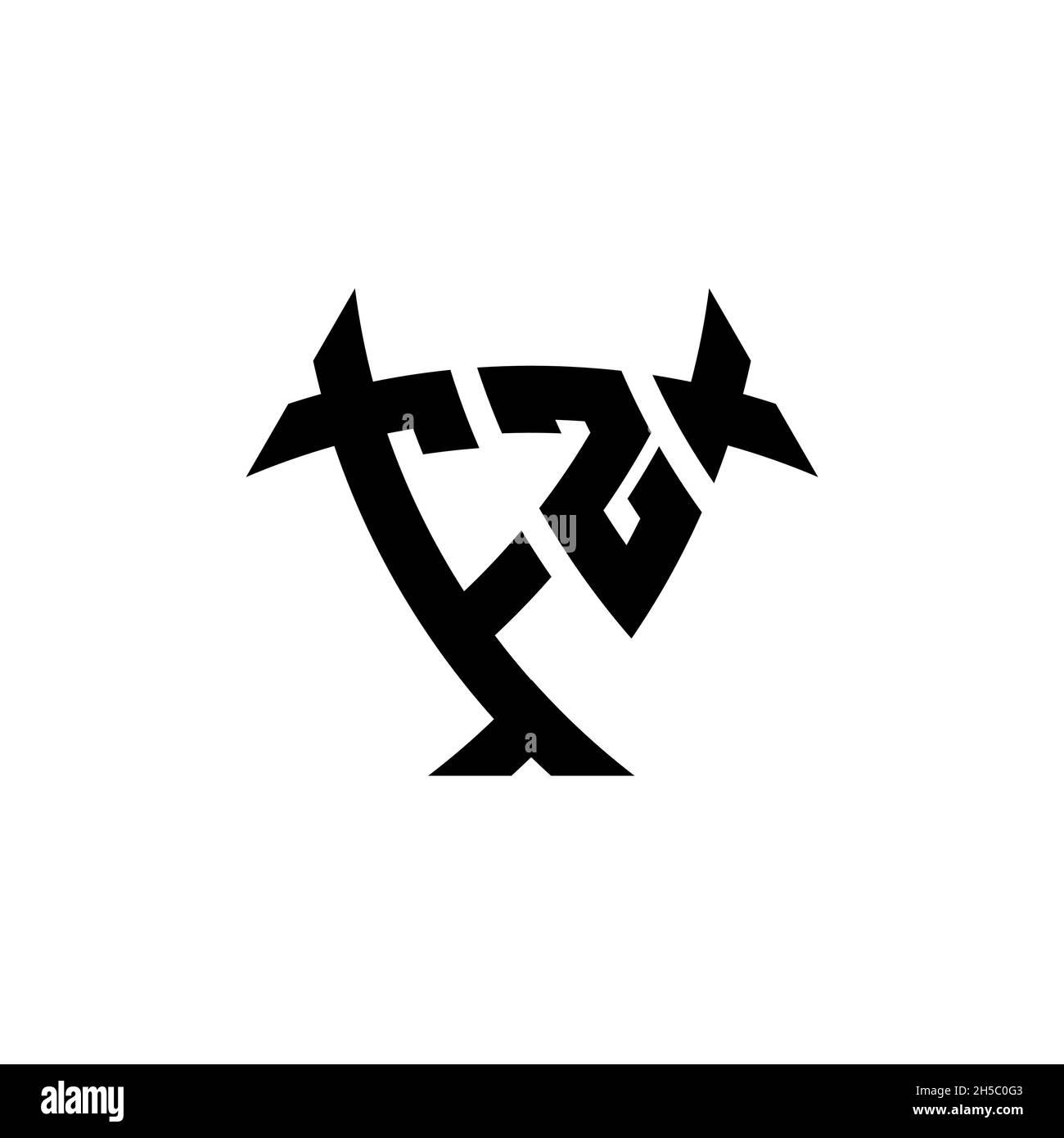 FZ Monogram logo letter with triangle shield and circle shape style ...