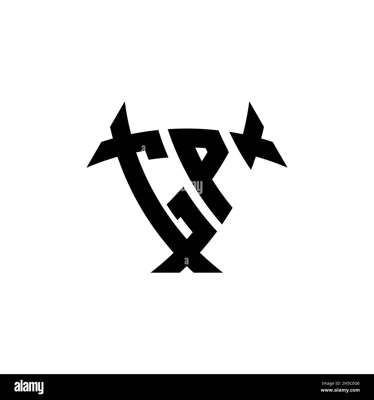 GP Monogram logo letter with triangle shield and circle shape style ...