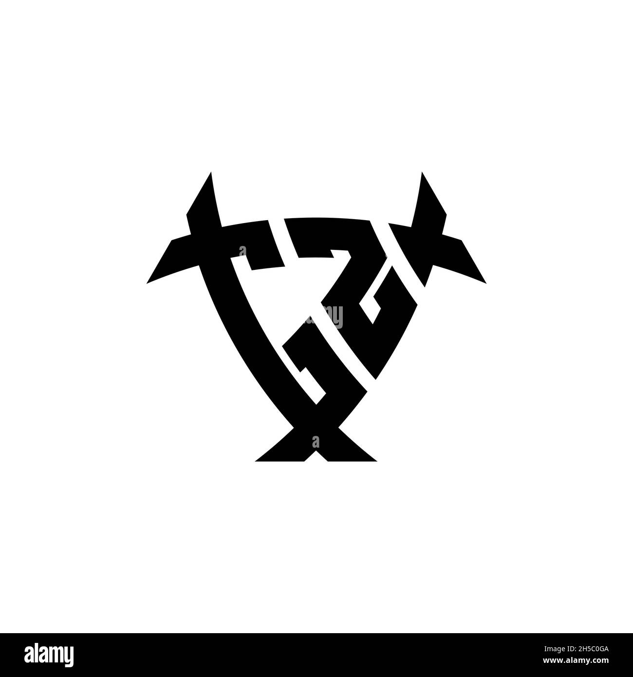 GZ Monogram logo letter with triangle shield and circle shape style ...