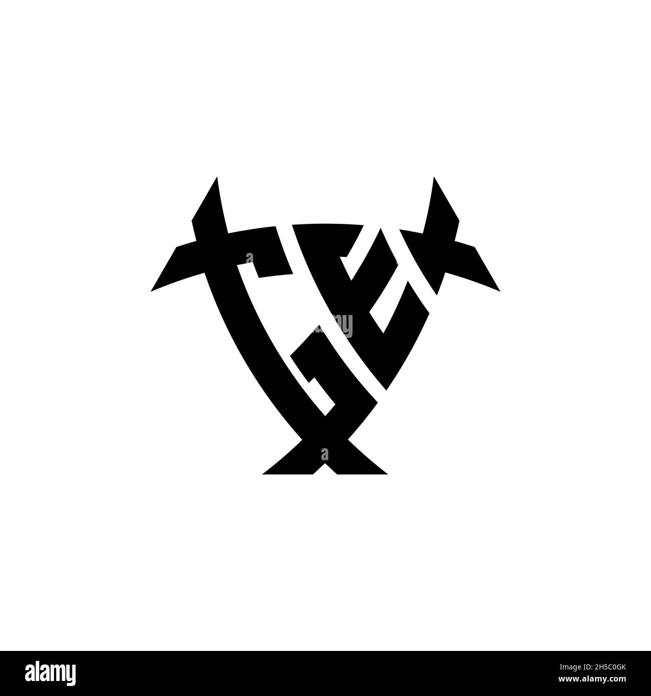 GE Monogram logo letter with triangle shield and circle shape style ...