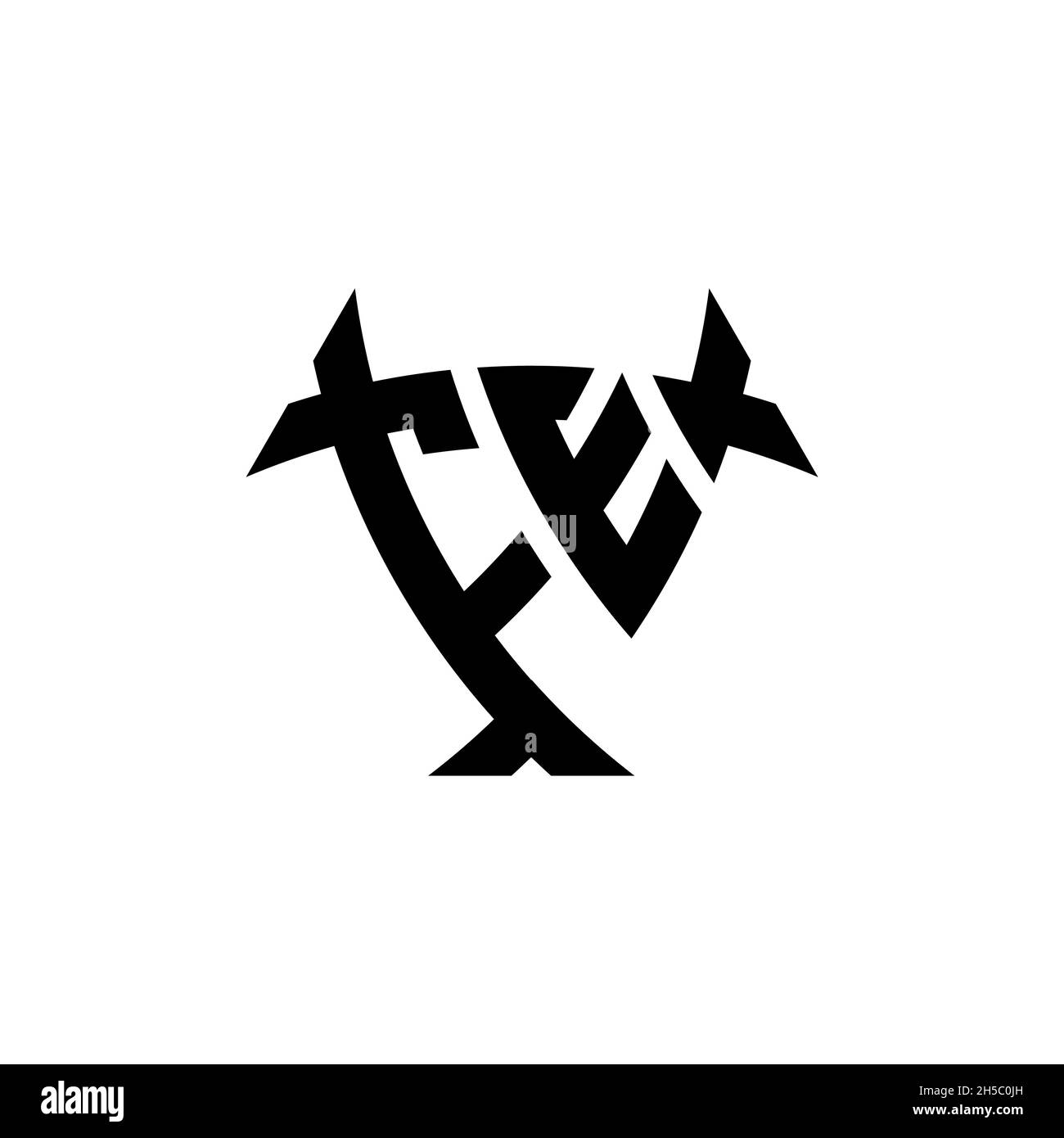 FE Monogram logo letter with triangle shield and circle shape style ...