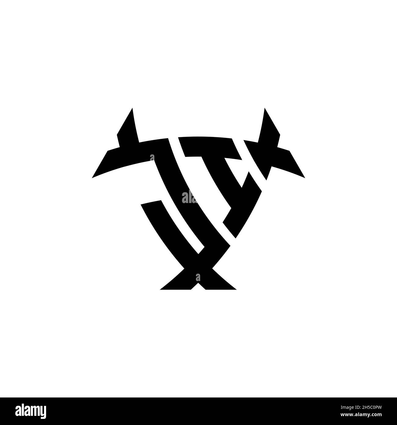 JI Monogram logo letter with triangle shield and circle shape style ...