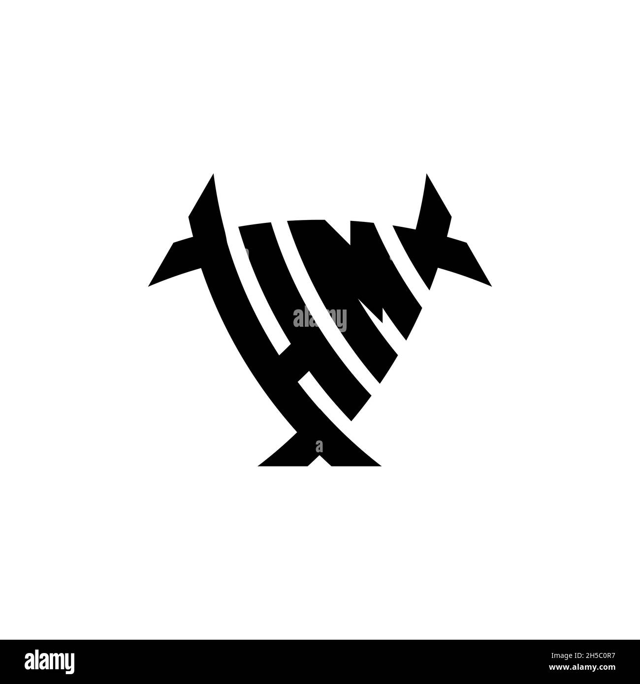 HM Monogram logo letter with triangle shield and circle shape style ...