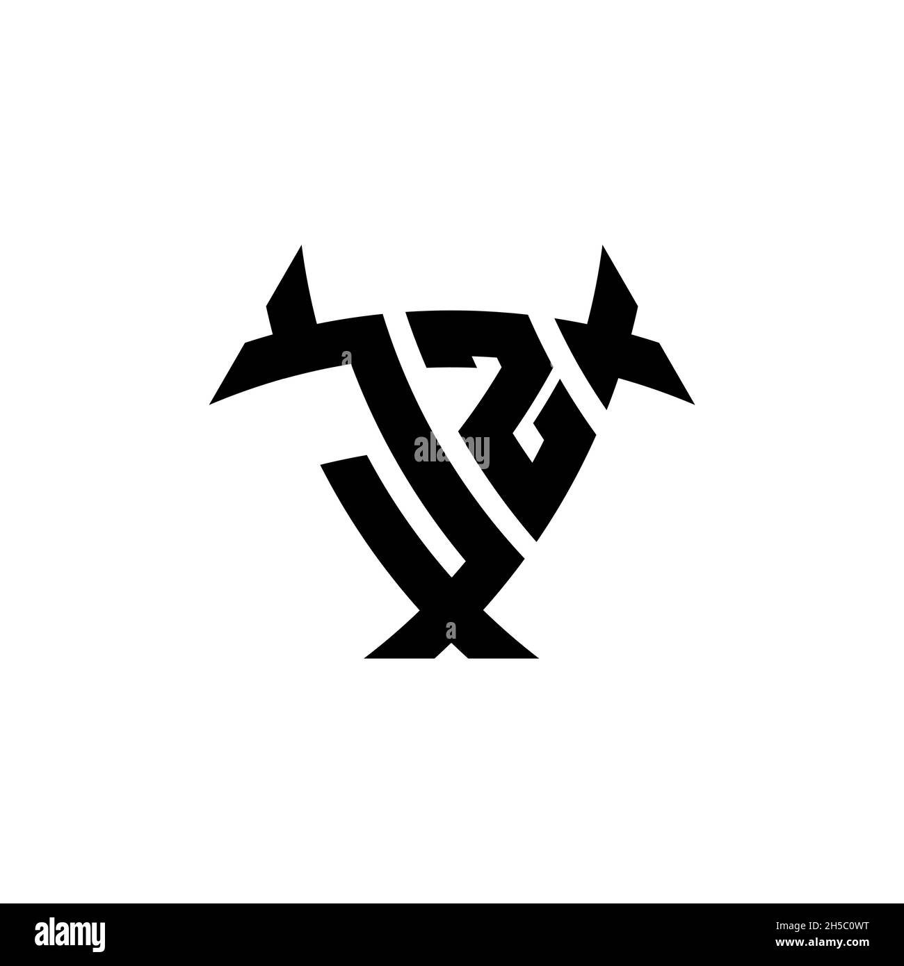 JZ Monogram logo letter with triangle shield and circle shape style ...