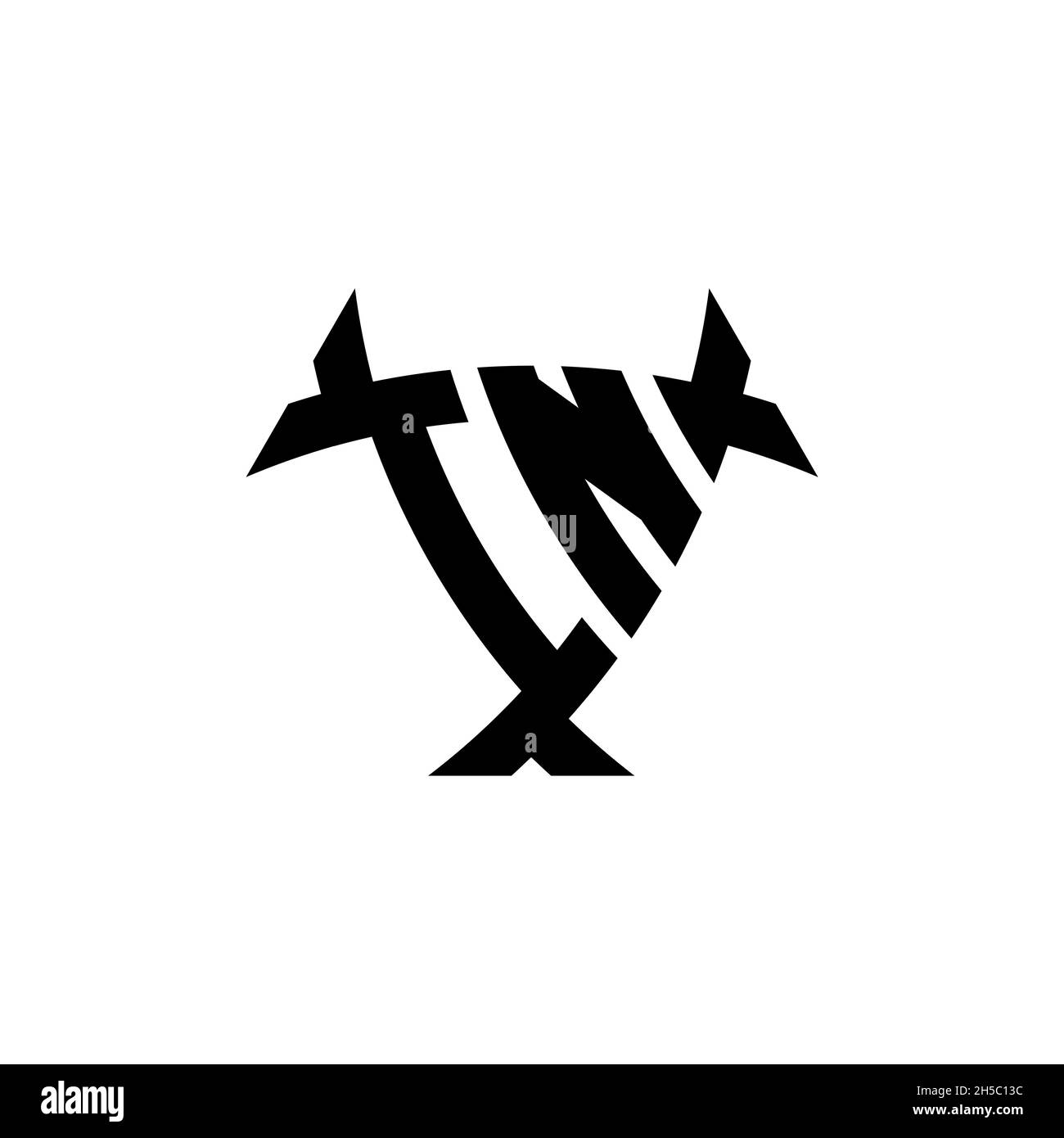 IN Monogram logo letter with triangle shield and circle shape style ...