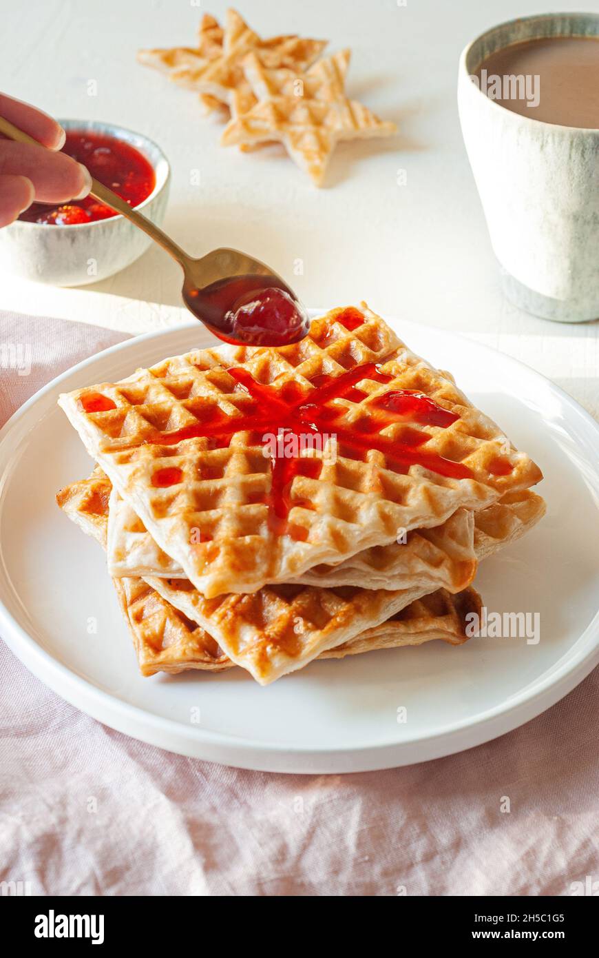 Croffle, Korean hybrid of croissant and waffle Stock Photo Alamy