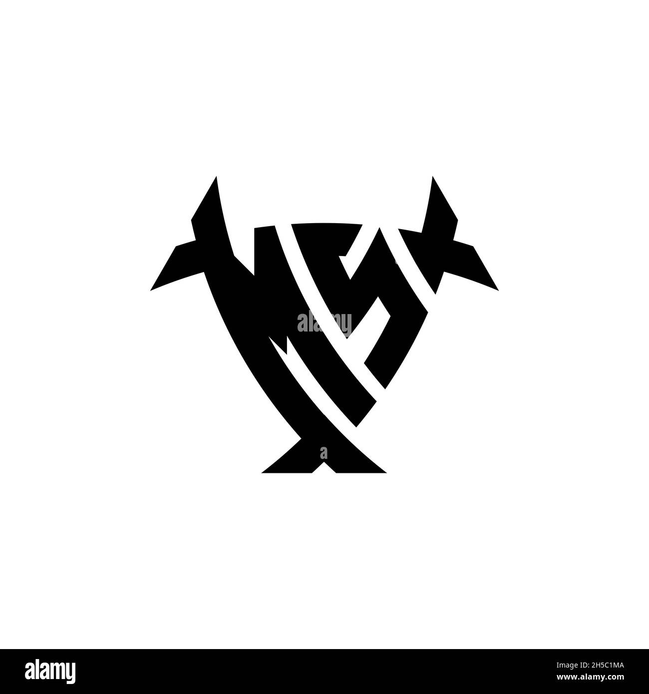 MS Monogram logo letter with triangle shield and circle shape style ...