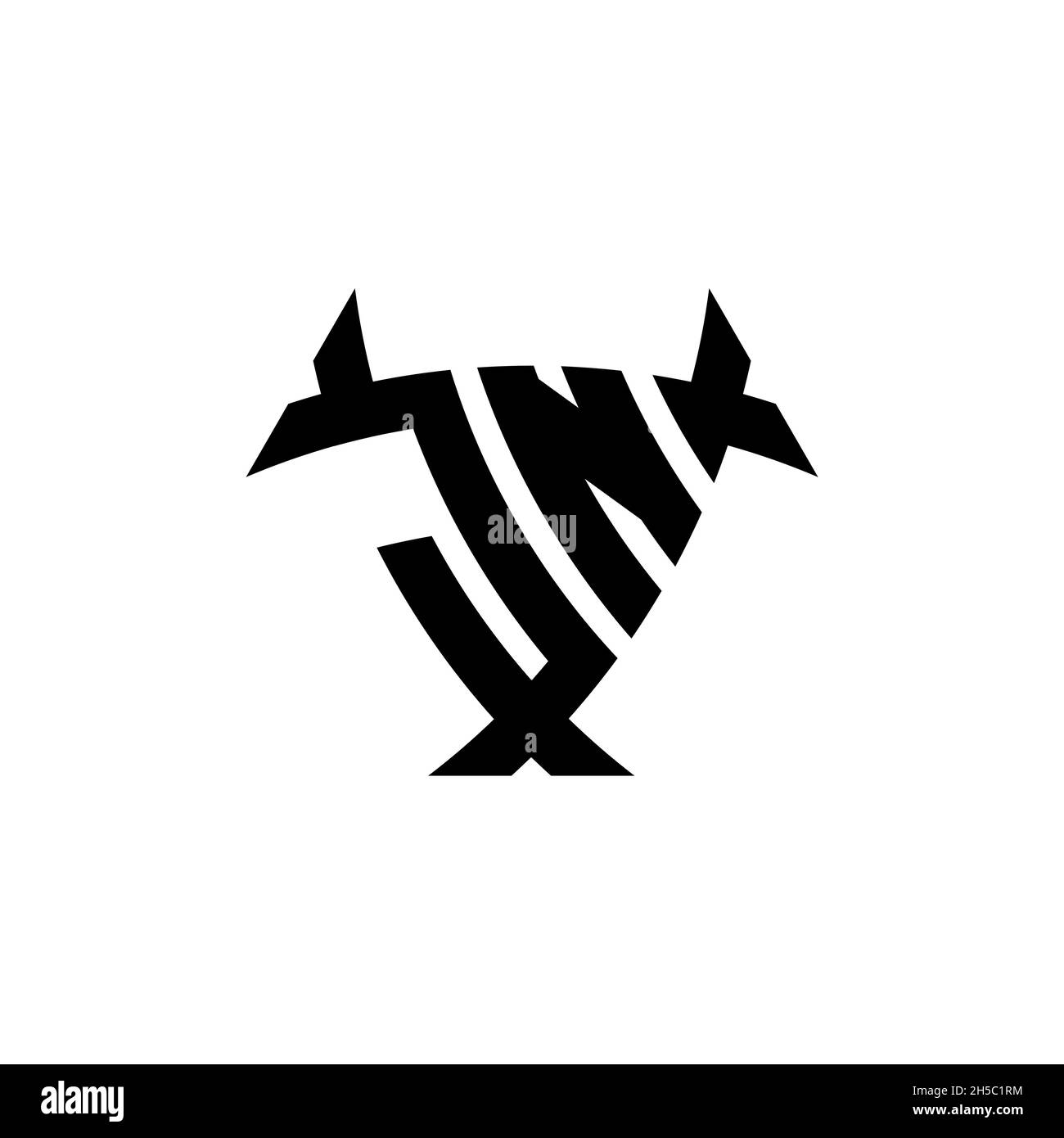 JN Monogram logo letter with triangle shield and circle shape style ...