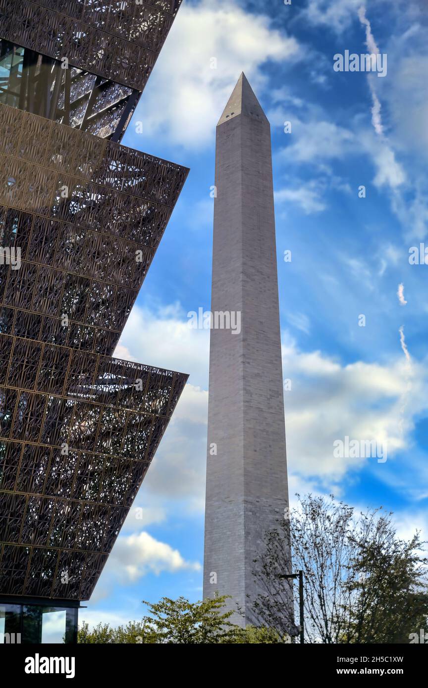 Washington, D.C. - October 14th, 2021: The Smithsonian's National Museum of African American History and Culture on the National Mall with the Washing Stock Photo