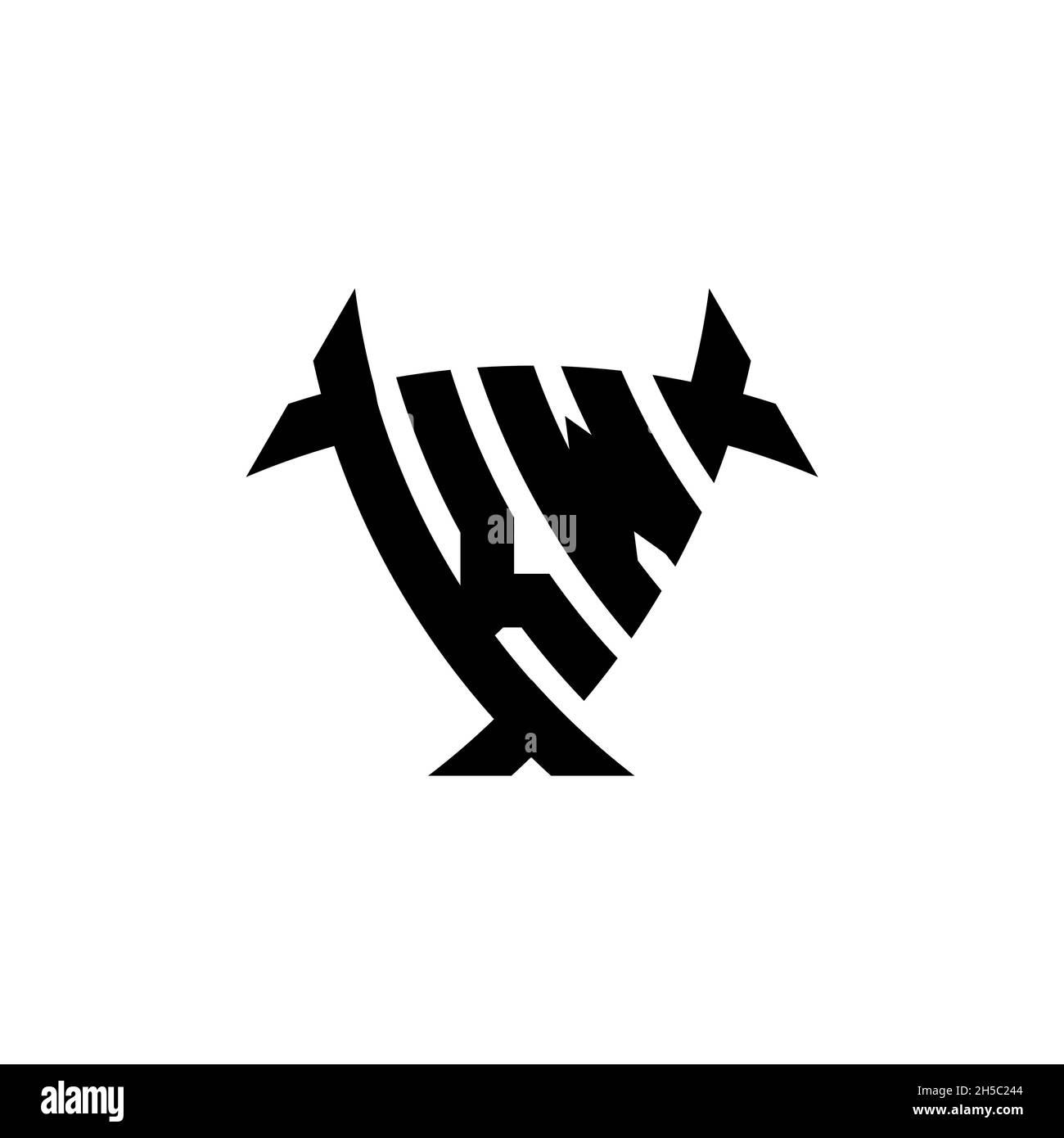 KW Monogram logo letter with triangle shield and circle shape style ...